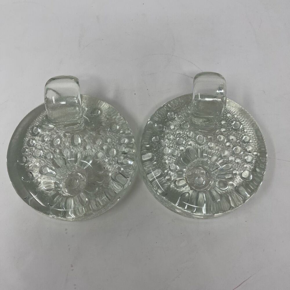 2) VTG Svend Jensen Danish Bubble Glass Votive Candle Holders